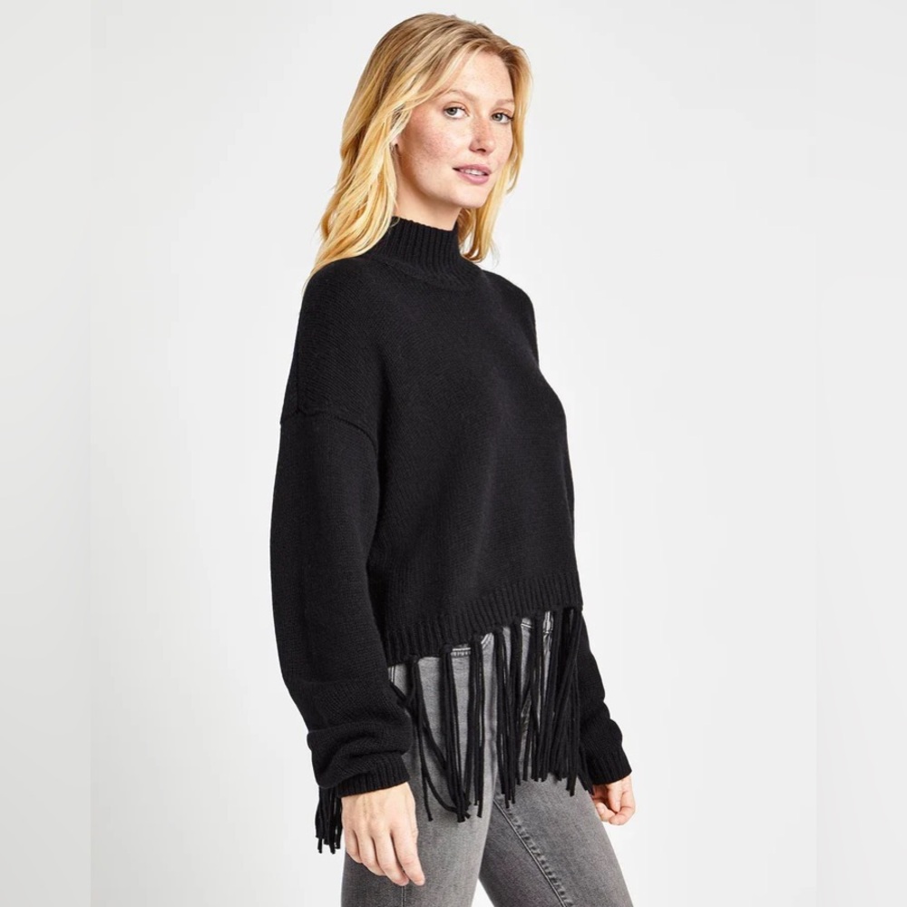 NWT SPLENDID - Riley Fringe Sweater - Black - Size Large - Picture 2 of 12